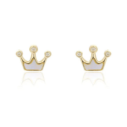 Sterling Silver Nacre Crown Studs