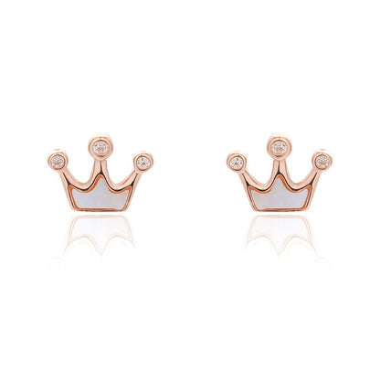 Sterling Silver Nacre Crown Studs