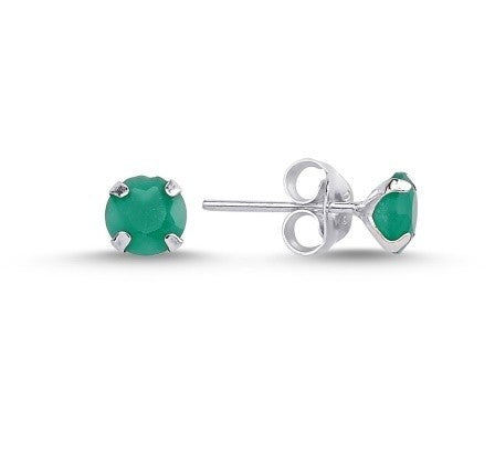 Silver 3 - 7 mm Green CZ Studs