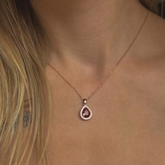 Sterling Silver Rose Gold Plated Teardrop Zultanite Necklace