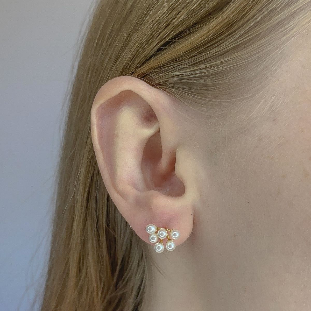 Sidabriniai auksuoti auskarai su perliukais