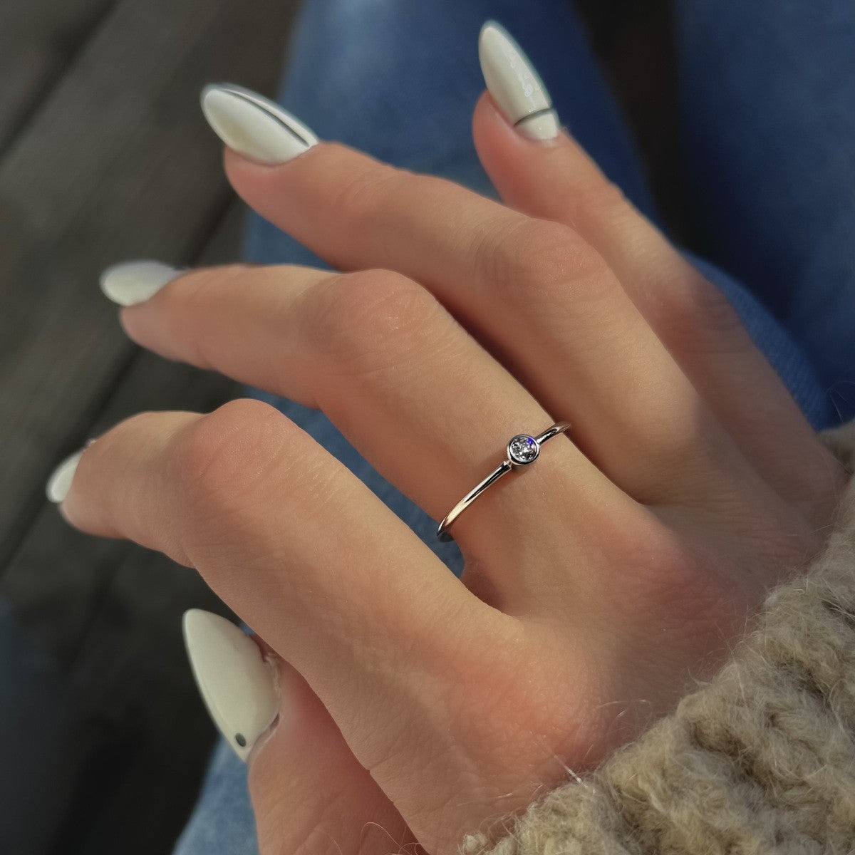 Sterling Silver Rhodium Plated Minimalist CZ Ring