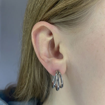 Sterling Silver Stud Earrings "Triple Hoops"