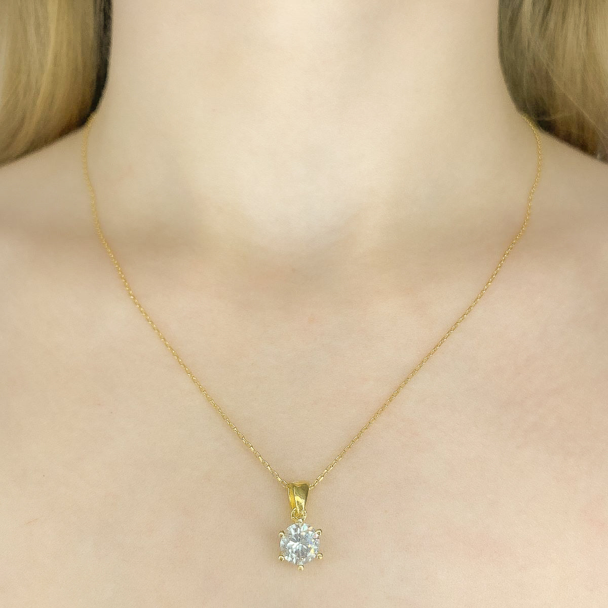 Sterling Silver Rose Gold Plated CZ Crystal Necklace