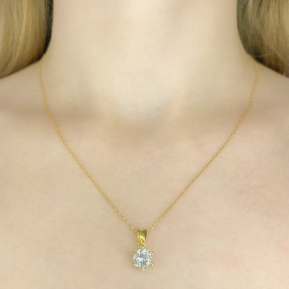 Sterling Silver Rose Gold Plated CZ Crystal Necklace