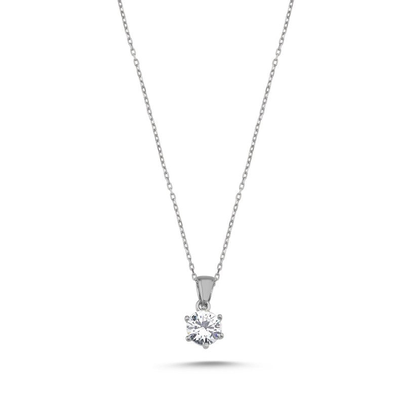Sterling Silver Rose Gold Plated CZ Crystal Necklace