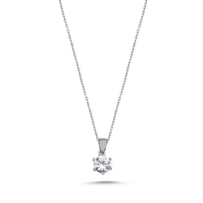 Sterling Silver Rose Gold Plated CZ Crystal Necklace