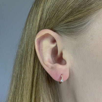 Sterling Silver Rose Gold Plated CZ Hoops