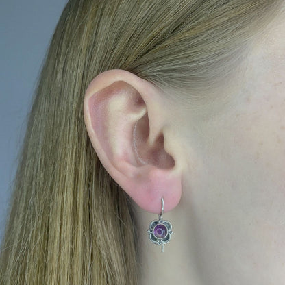 Sterling Silver Amethyst Flower Earrings