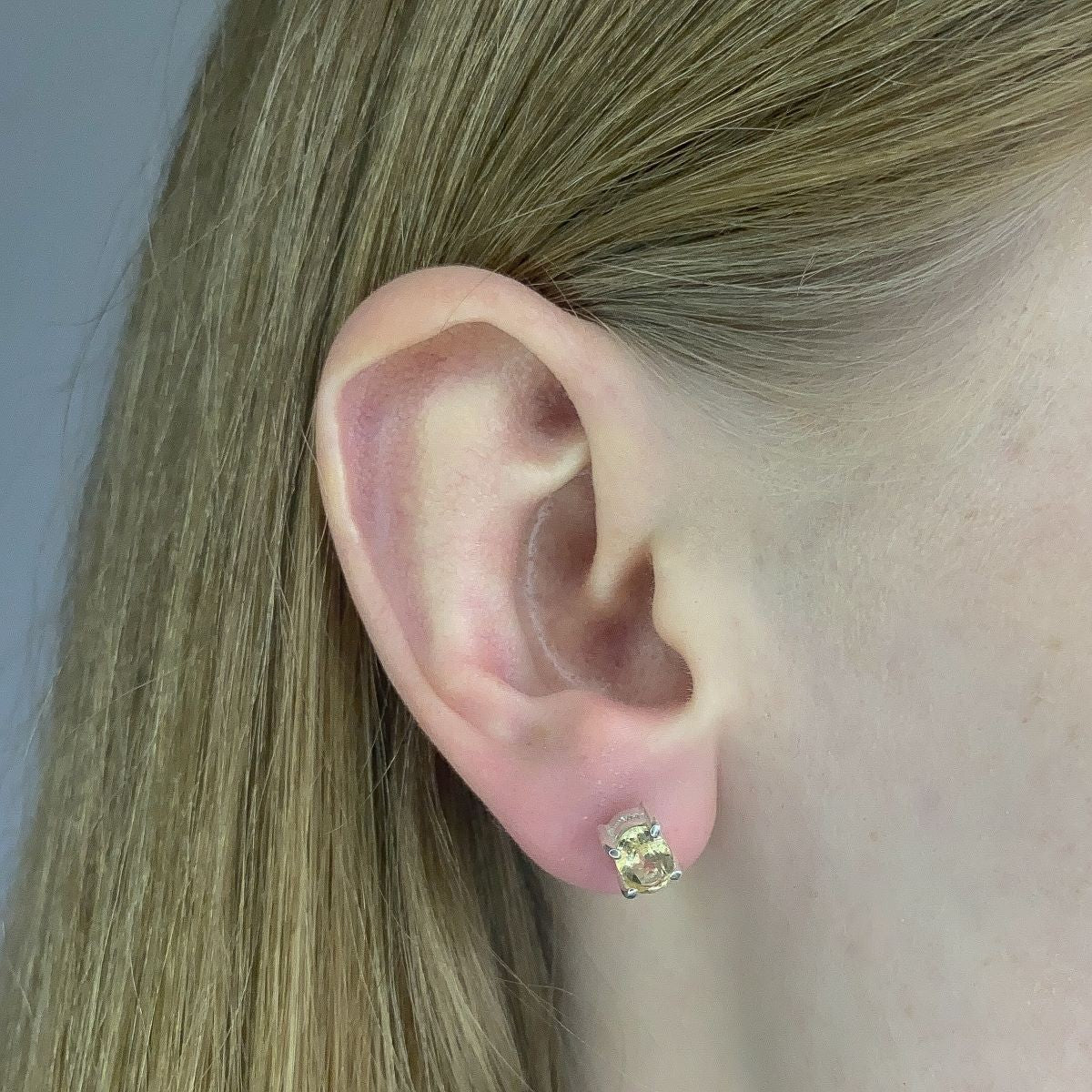 Sterling Silver Oval Citrine Studs