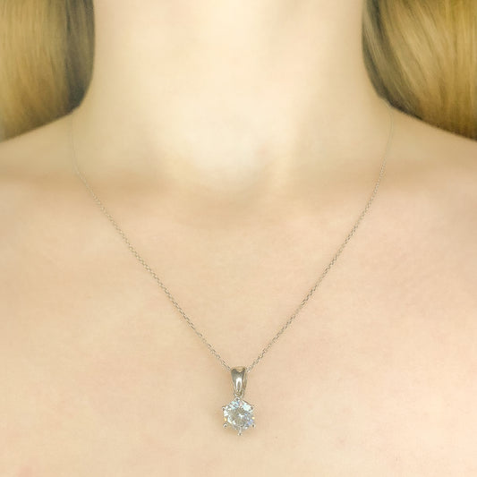 Sterling Silver Rose Gold Plated CZ Crystal Necklace
