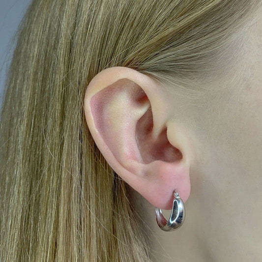Sterling Silver Rhodium Plated English Lock Hoops