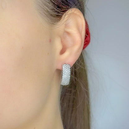 Sterling Silver Rhodium Plated English Lock Earrings