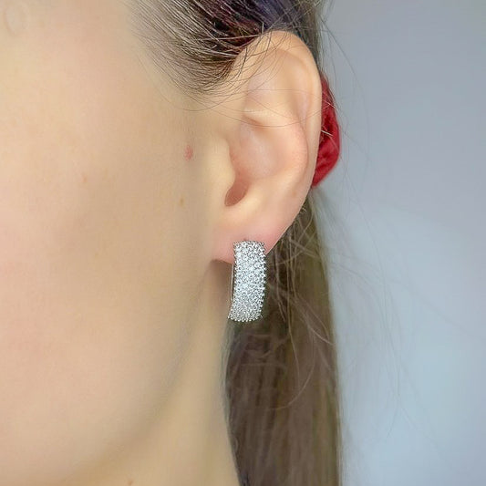 Sterling Silver Rhodium Plated English Lock Earrings