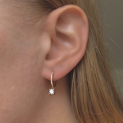 Sterling Silver Rhodium Plated Hoops with Charms