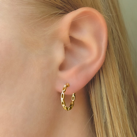 Sterling Silver Gold Plated CZ Hoops
