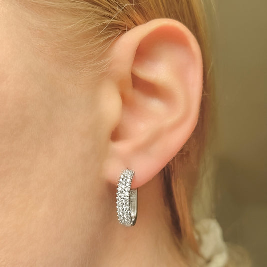 Sterling Silver Rhodium Plated English Lock Earrings