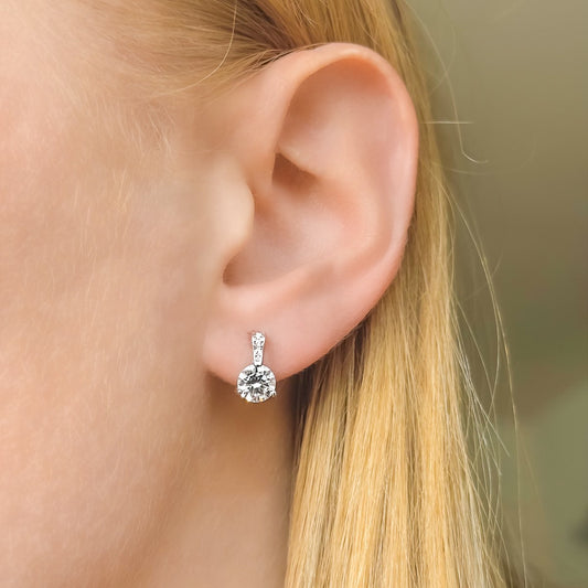 Sidabriniai auskarai su baltu apvaliu 6mm cirkoniu