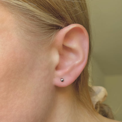 Sterling Silver Rhodium Plated 2 - 6 mm Bead Studs