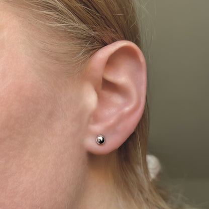 Sterling Silver Rhodium Plated 2 - 6 mm Bead Studs