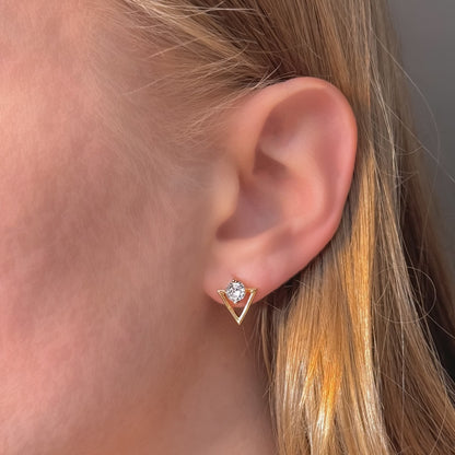 Sterling Silver Rhodium Plated CZ Studs