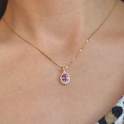 Sterling Silver Gold Plated Oval CZ Necklace