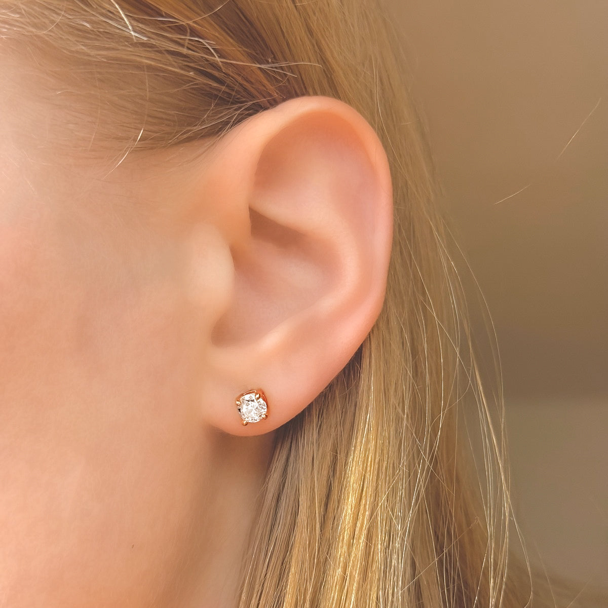 Sterling Silver Rose Gold Plated 2 - 8 mm CZ Studs
