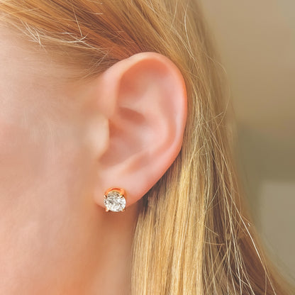 Sterling Silver Rose Gold Plated 2 - 8 mm CZ Studs