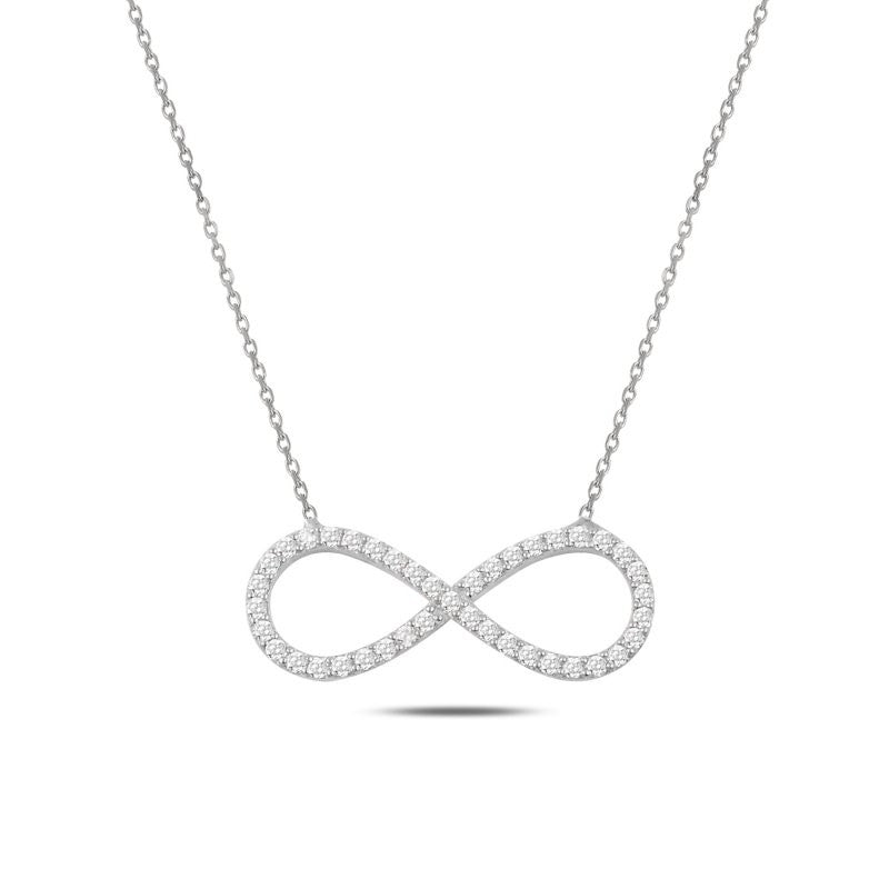Sterling Silver Rhodium Plated CZ Infinity Necklace
