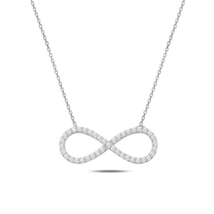 Sterling Silver Rhodium Plated CZ Infinity Necklace