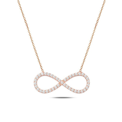 Sterling Silver Rose Gold Plated CZ Infinity Necklace