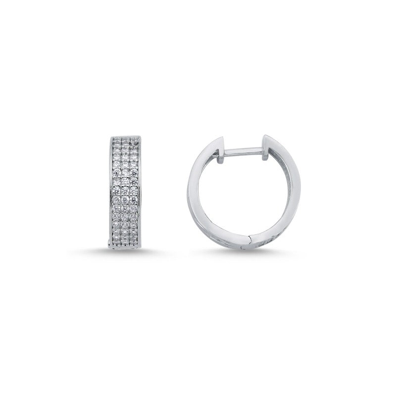 Sterling Silver Rhodium Plated CZ Hoops