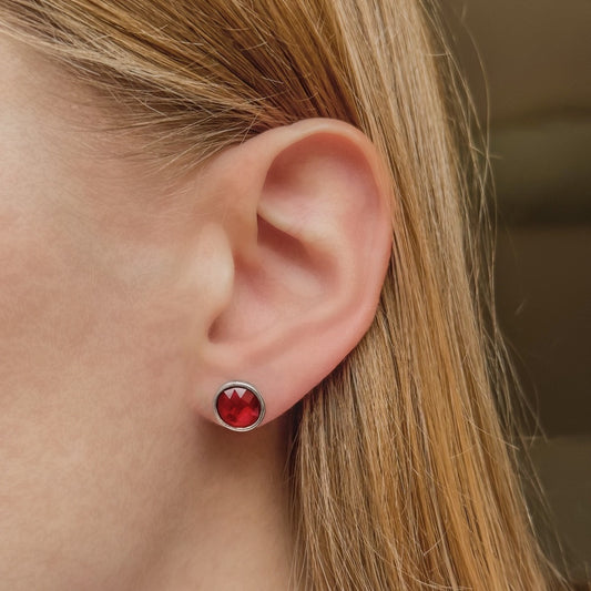 Sterling Silver Red Crystal Studs