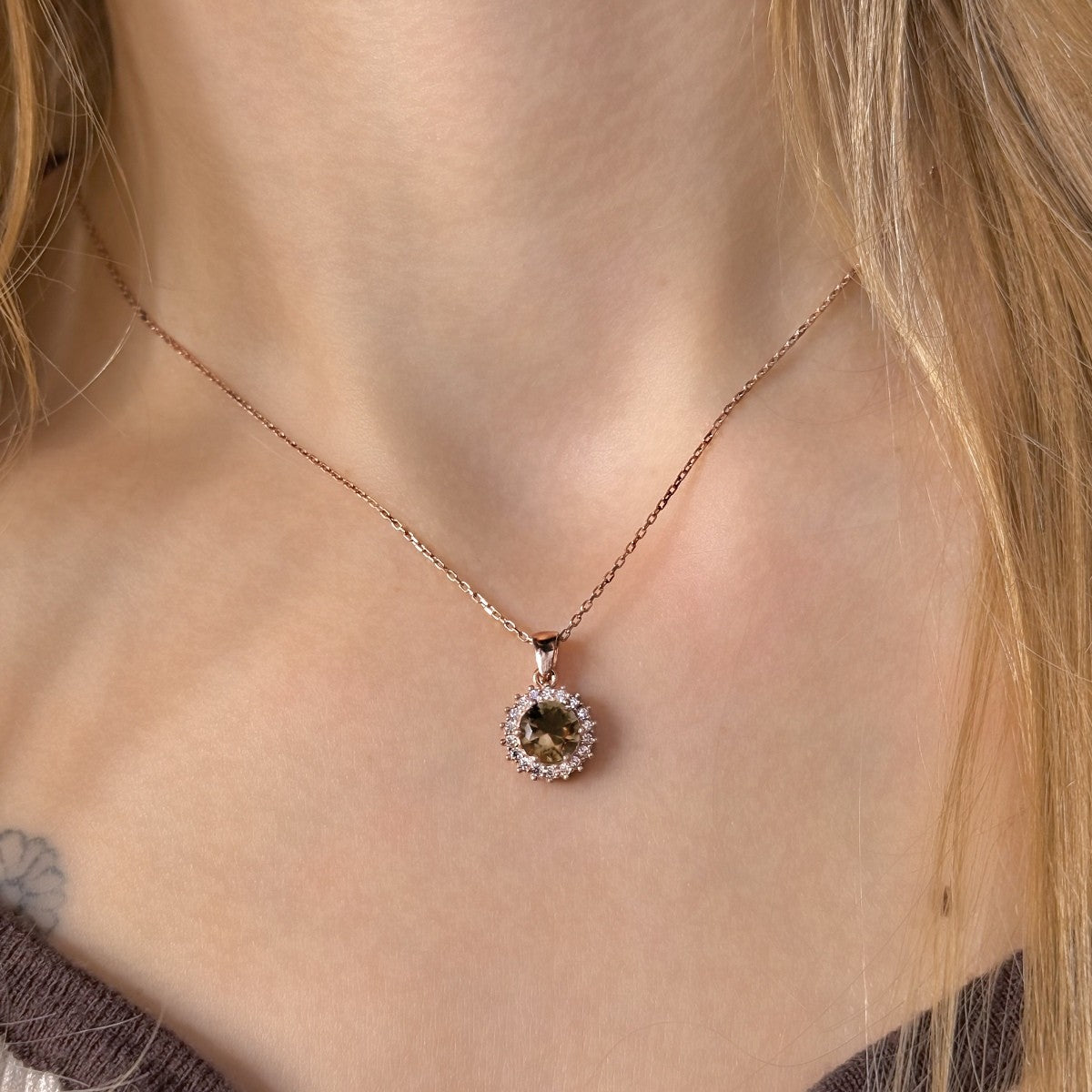 Sterling Silver Rose Gold Plated Zultanite Necklace