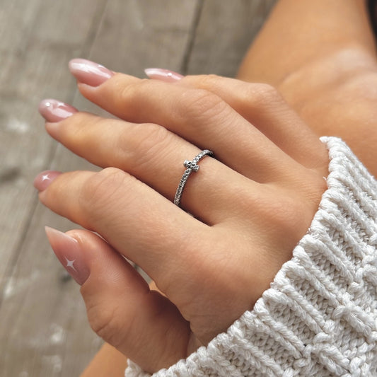 Sterling Silver Rhodium Plated CZ Cross Ring