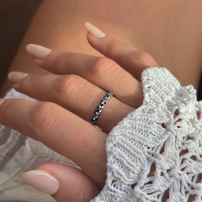 Silver Rhodium Plated 4 mm CZ Band Ring