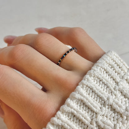 Silver Rhodium Plated 1 mm CZ Band Ring