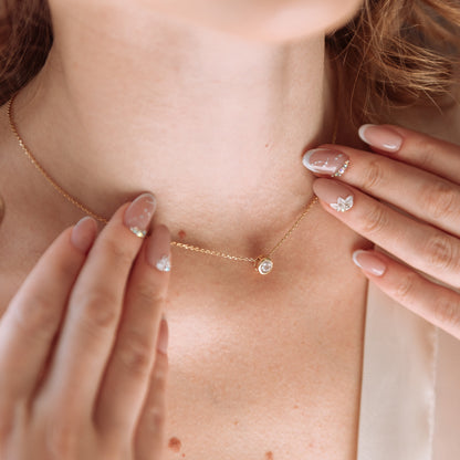 Sterling Silver Rose Gold Plated CZ Crystal Necklace