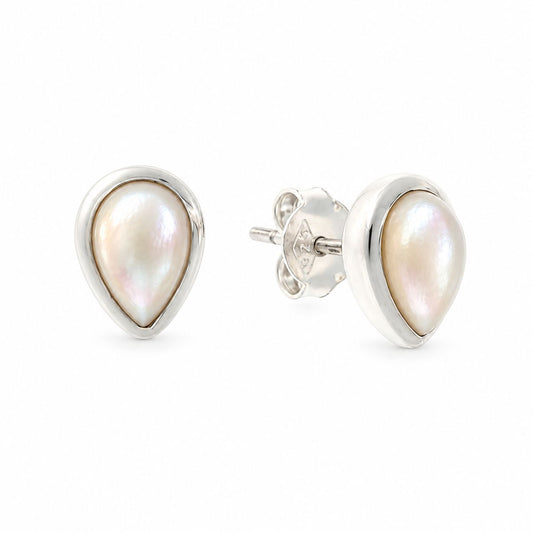 Sterling Silver Teardrop Pearl Studs