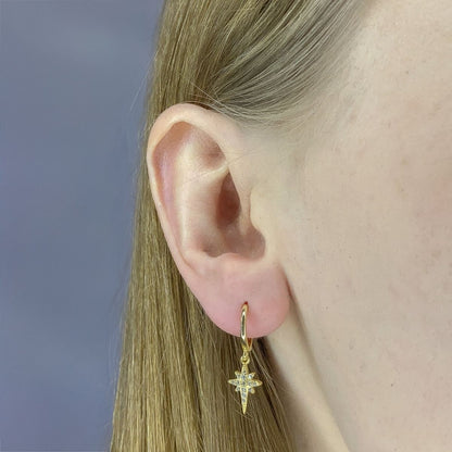 Sterling Silver Hoops with Star Charms