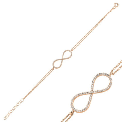 Sterling Silver Rhodium Plated CZ Infinity Bracelet