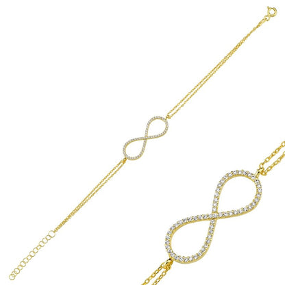 Sterling Silver Rhodium Plated CZ Infinity Bracelet
