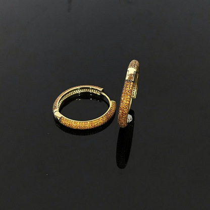 Sidabriniai auksuoti auskarai su 5 cirkonių eilėmis