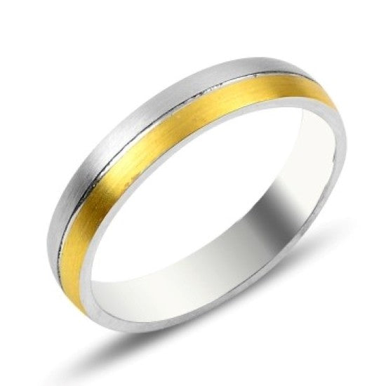 Sterling Silver Rhodium & Gold Plated Band Ring