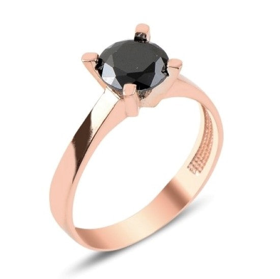 Sterling Silver Rose Gold Plated CZ Crystal Ring