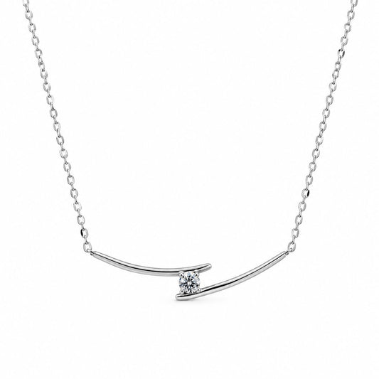 Sterling Silver Rhodium Plated CZ Necklace