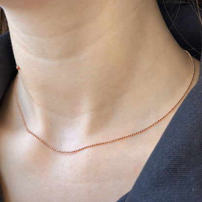 Sterling Silver Rose Gold Plated 1 mm Ball Bead Chain