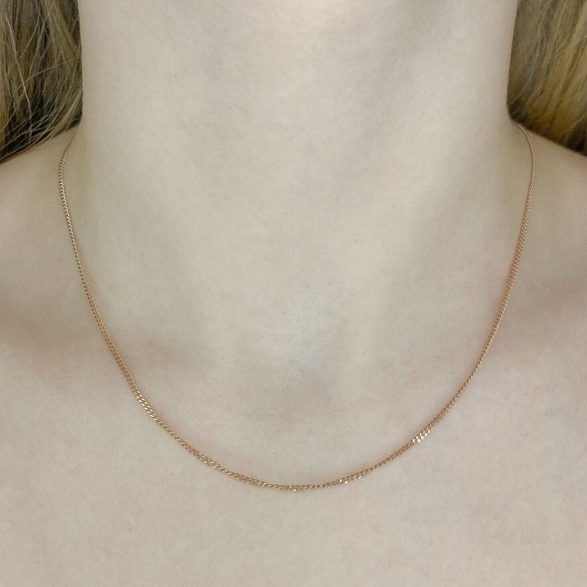 Sterling Silver Rose Gold Plated 1.35 mm Curb Chain