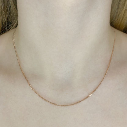Sterling Silver Rose Gold Plated 1.35 mm Curb Chain