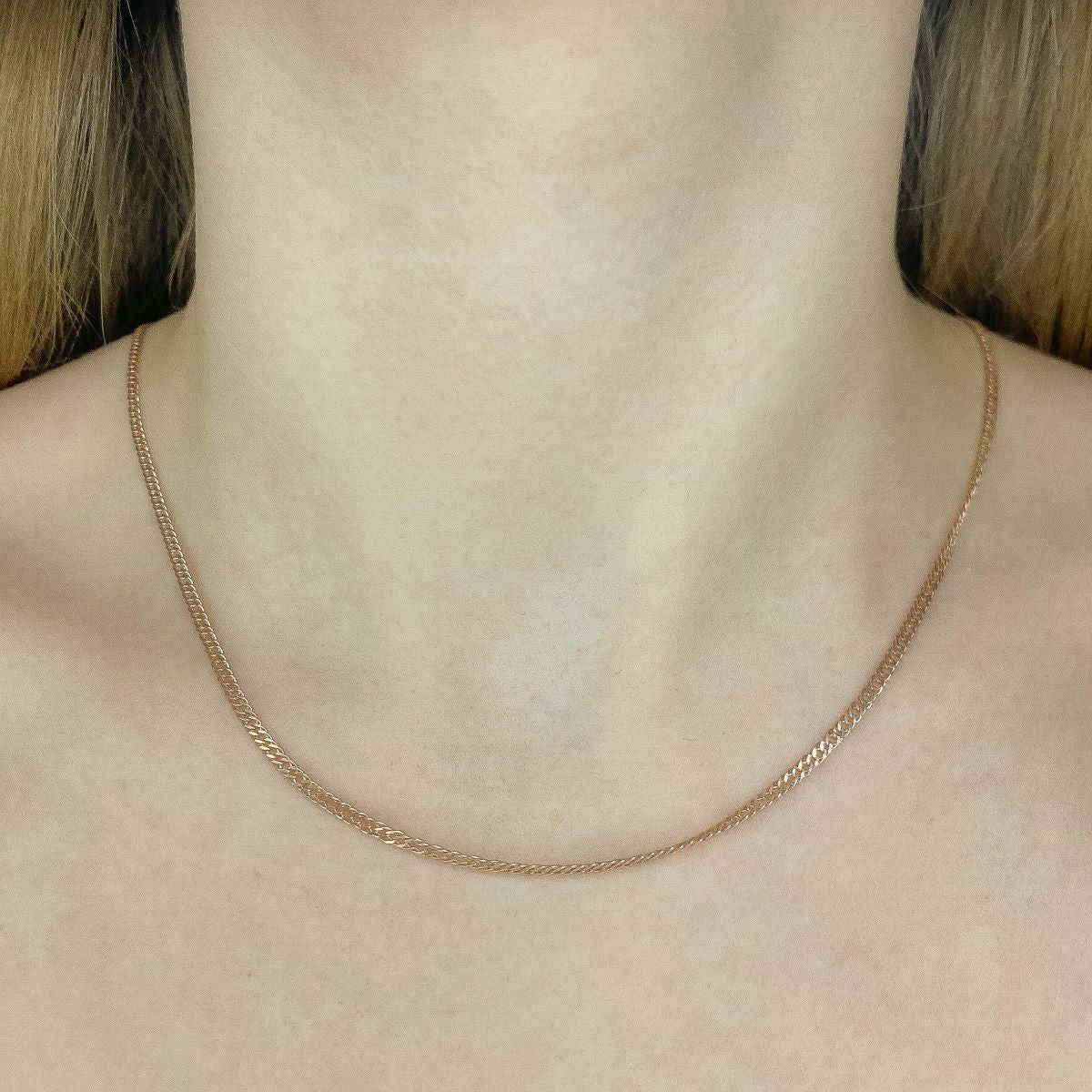Sterling Silver Rose Gold Plated 2 mm Rombo Chain